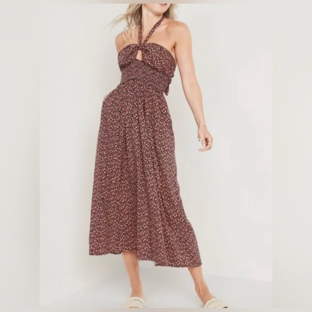 Old Navy Ditsy Floral Print Summer Smocked BoHo Beachy Sundress Midi Dress L